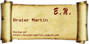 Braier Martin névjegykártya